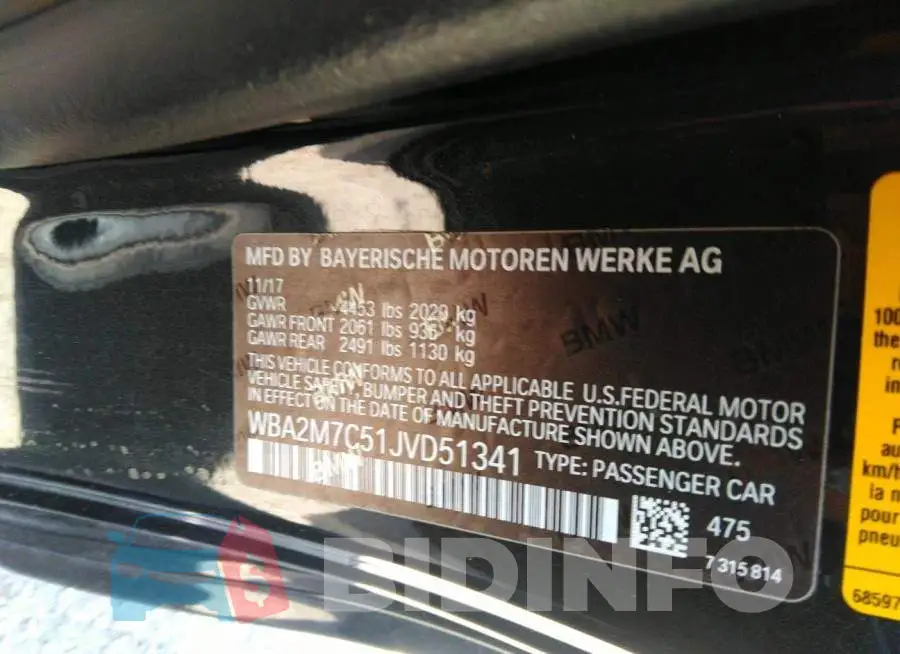 WBA2M7C51JVD51341 Photo# 9