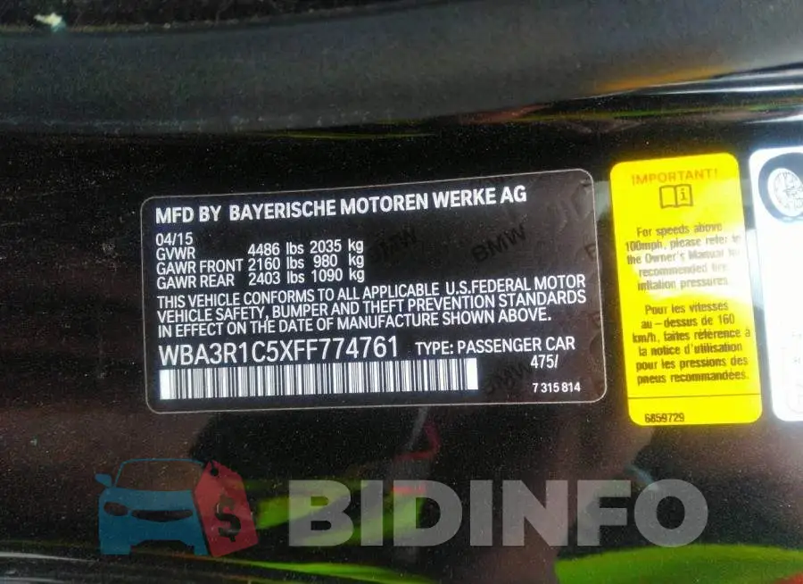 WBA3R1C5XFF774761 Photo# 9