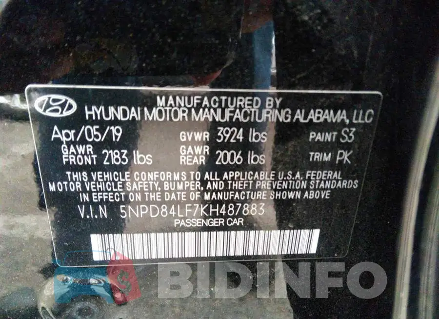 5NPD84LF7KH487883 Photo# 9