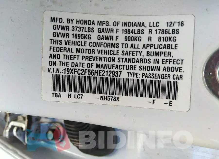 19XFC2F56HE212937 Photo# 9