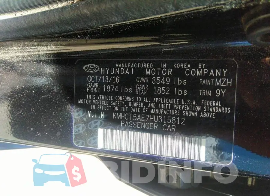KMHCT5AE7HU315812 Photo# 8