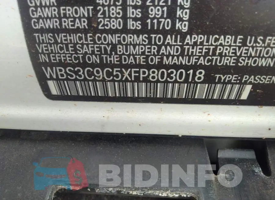 WBS3C9C5XFP803018 Photo# 9