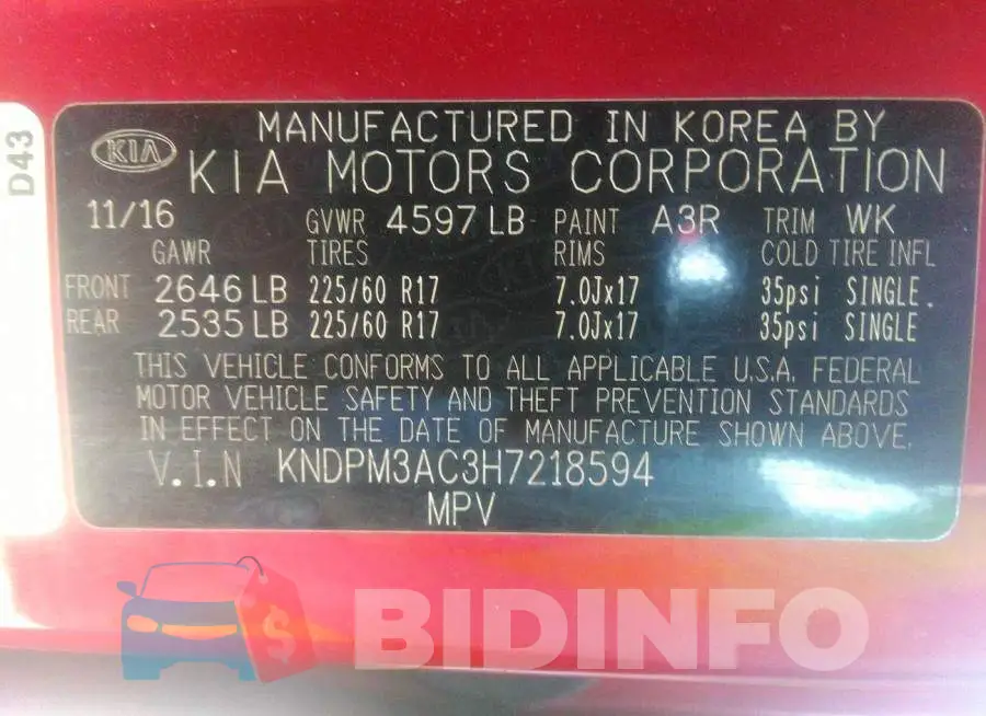 KNDPM3AC3H7218594 Photo# 9