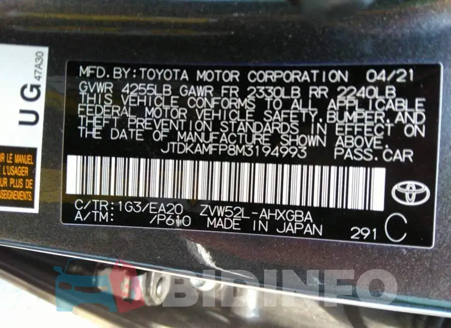 JTDKAMFP8M3194993 Photo# 9