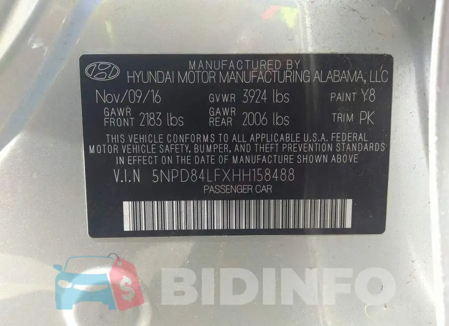 5NPD84LFXHH158488 Photo# 9