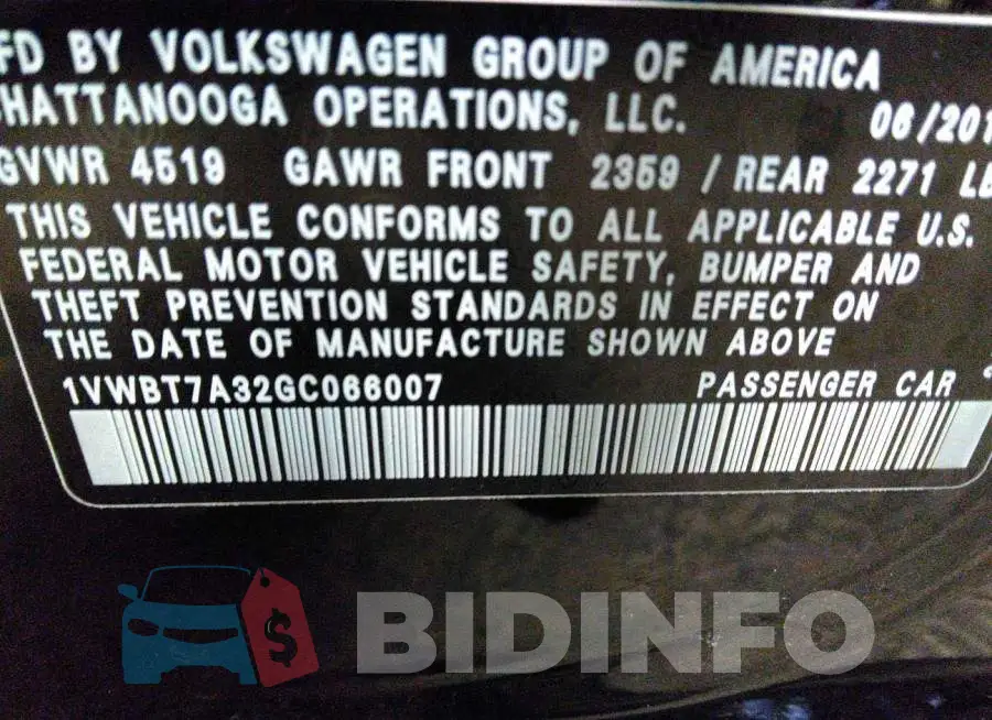 1VWBT7A32GC066007 Photo# 9