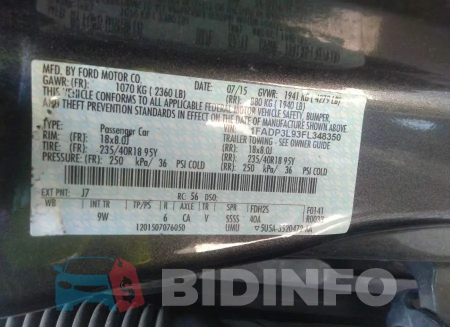 1FADP3L93FL348350 Photo# 9