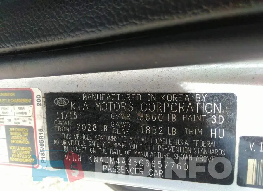 KNADM4A35G6657760 Photo# 9