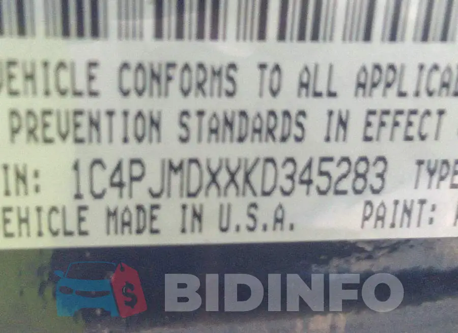 1C4PJMDXXKD345283 Photo# 9