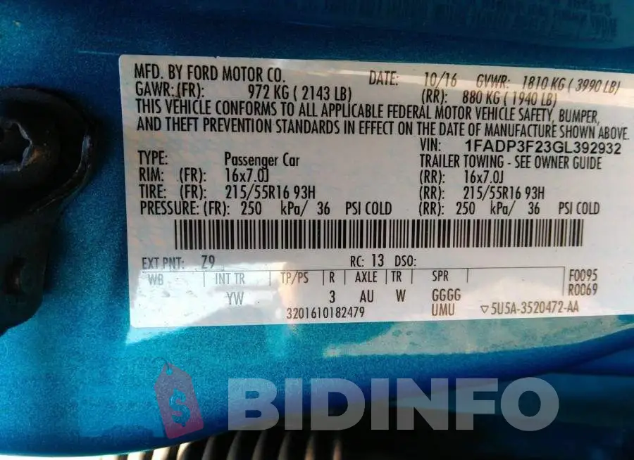 1FADP3F23GL392932 Photo# 9