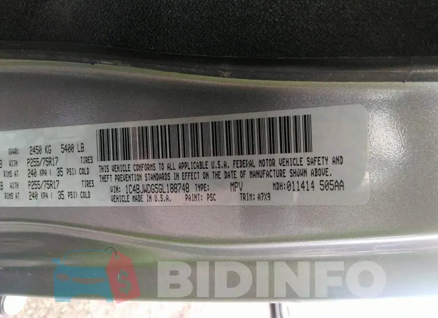 1C4BJWDG5GL188748 Photo# 9