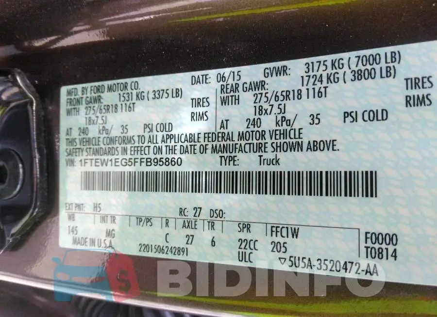 1FTEW1EG5FFB95860 Photo# 9