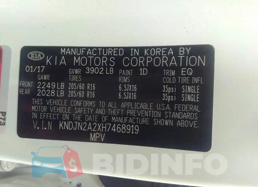 KNDJN2A2XH7468919 Photo# 9