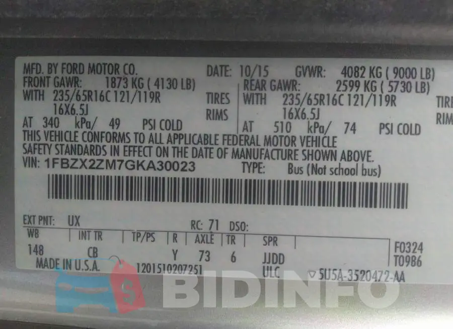 1FBZX2ZM7GKA30023 Photo# 9