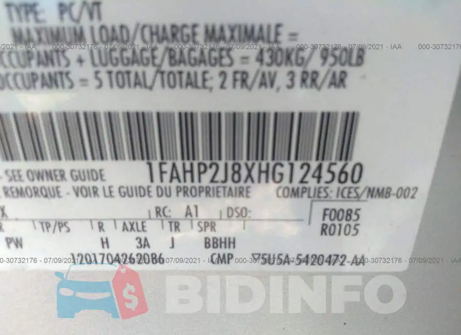1FAHP2J8XHG124560 Photo# 9