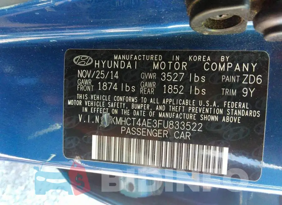 KMHCT4AE3FU833522 Photo# 9