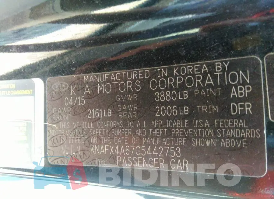 KNAFX4A67G5442753 Photo# 9