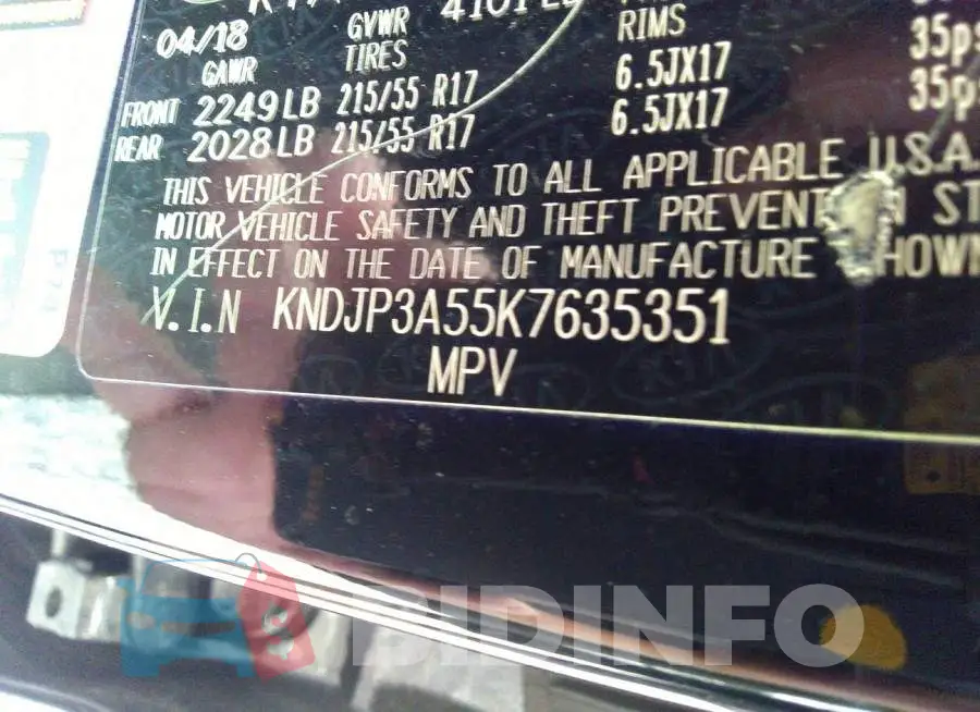 KNDJP3A55K7635351 Photo# 9