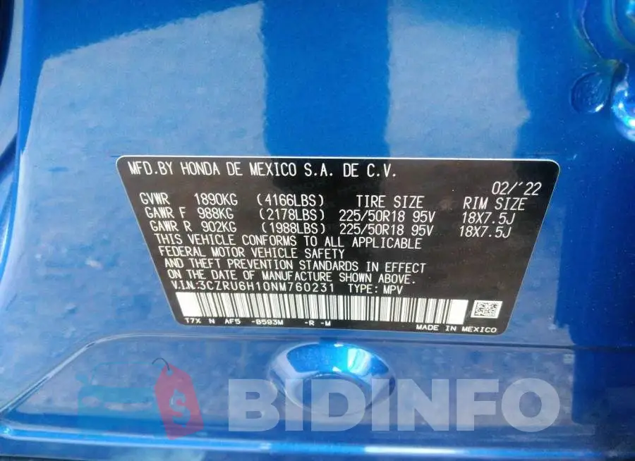 3CZRU6H10NM760231 Photo# 9