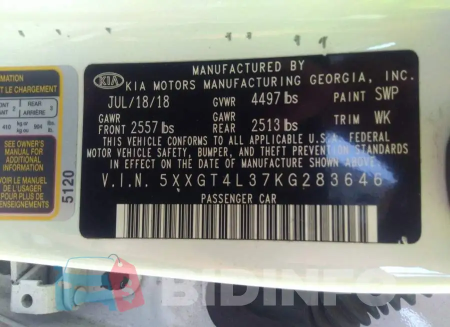 5XXGT4L37KG283646 Photo# 9