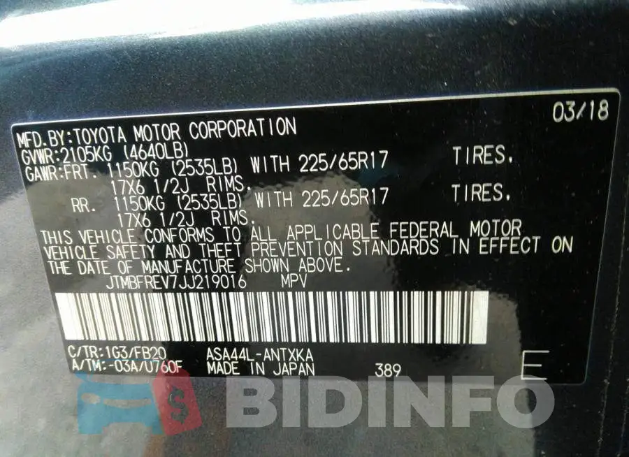 JTMBFREV7JJ219016 Photo# 9