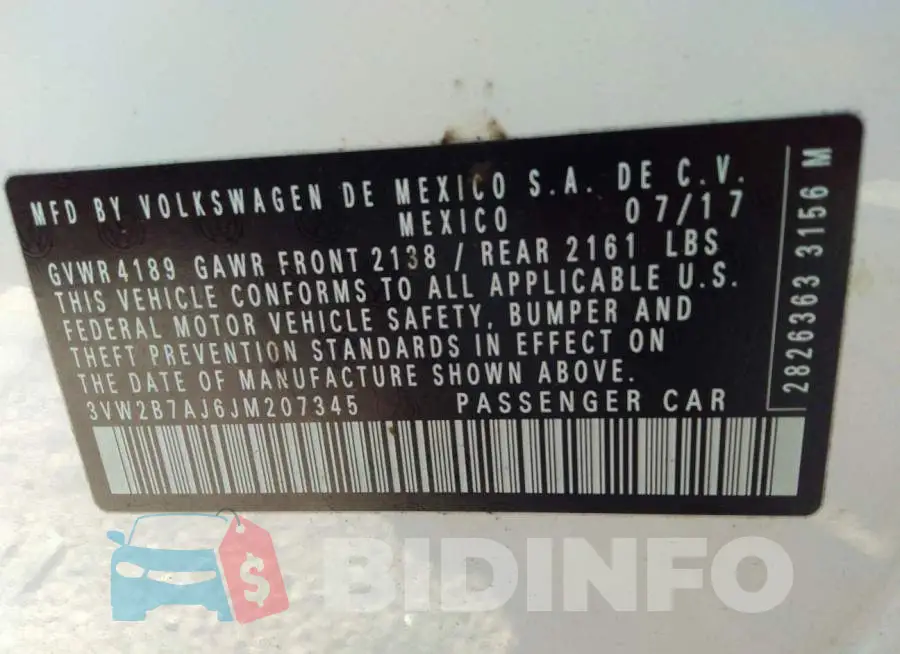 3VW2B7AJ6JM207345 Photo# 9
