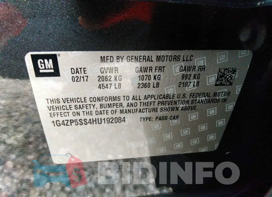 1G4ZP5SS4HU192084 Photo# 9