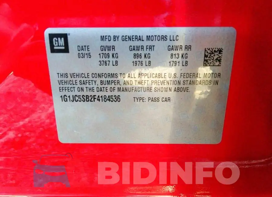 1G1JC5SB2F4184536 Photo# 9