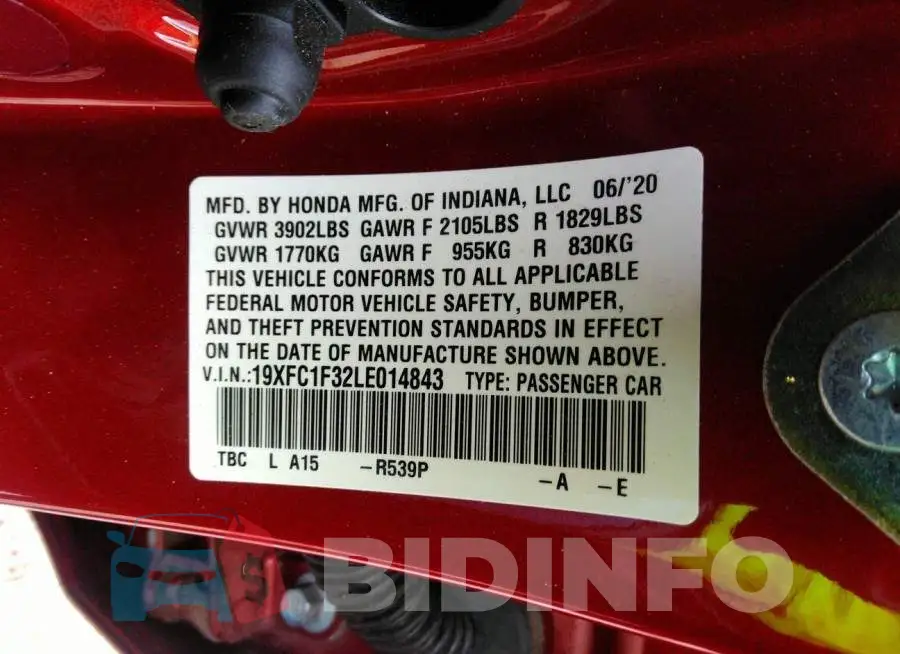 19XFC1F32LE014843 Photo# 9