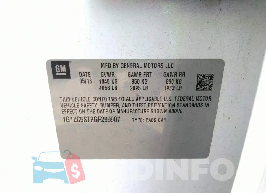 1G1ZC5ST3GF299907 Photo# 9