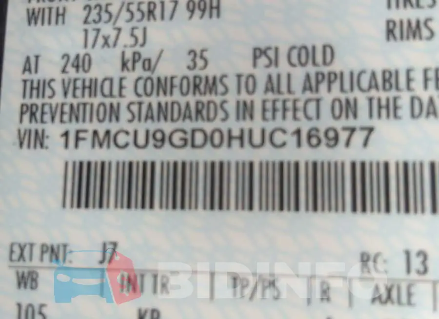 1FMCU9GD0HUC16977 Photo# 9