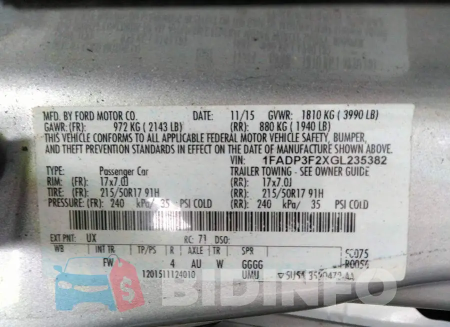 1FADP3F2XGL235382 Photo# 9