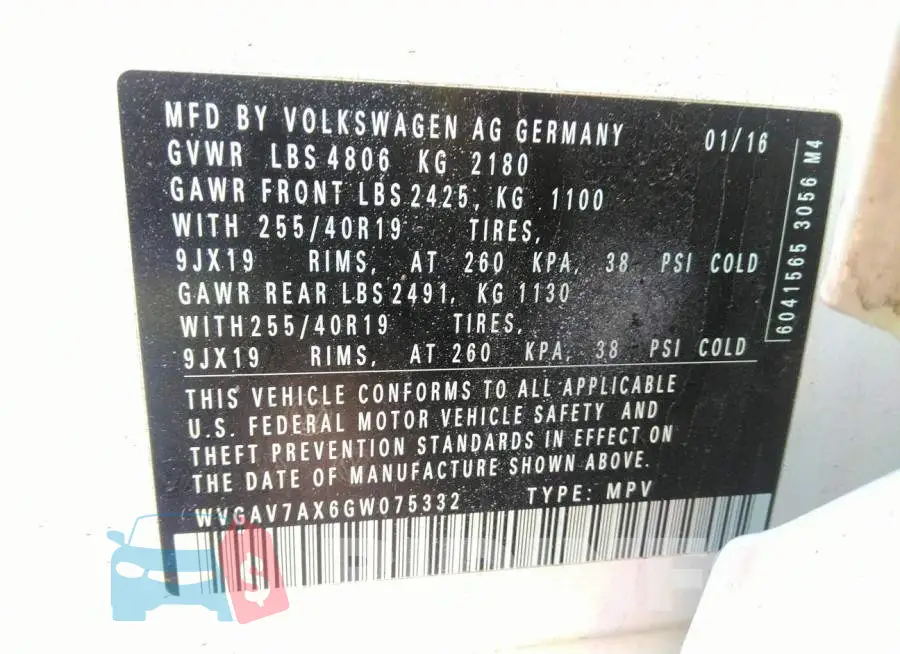 WVGAV7AX6GW075332 Photo# 9