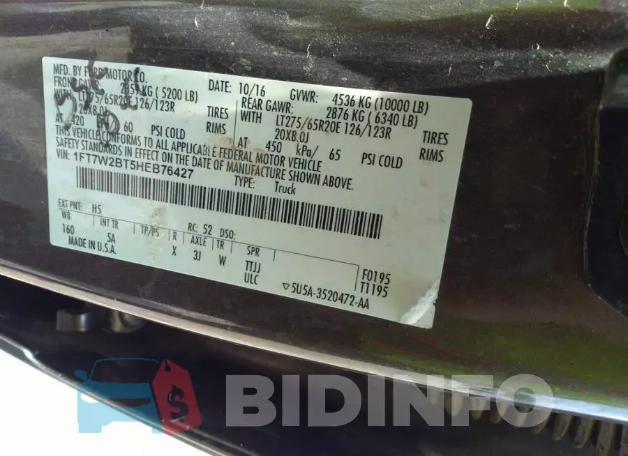 1FT7W2BT5HEB76427 Photo# 9
