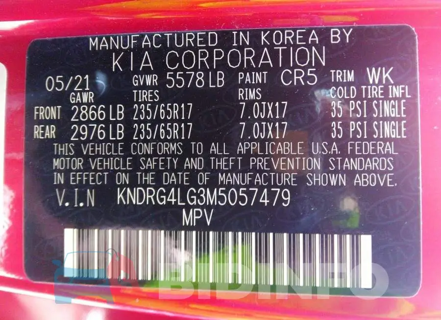 KNDRG4LG3M5057479 Photo# 9