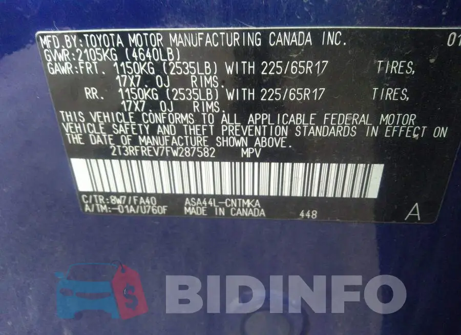 2T3RFREV7FW287582 Photo# 9