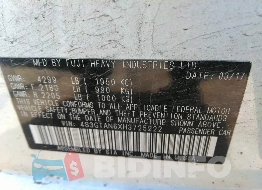 4S3GTAN6XH3725222 Photo# 9