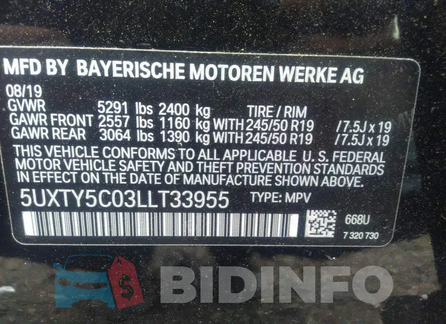 5UXTY5C03LLT33955 Photo# 9