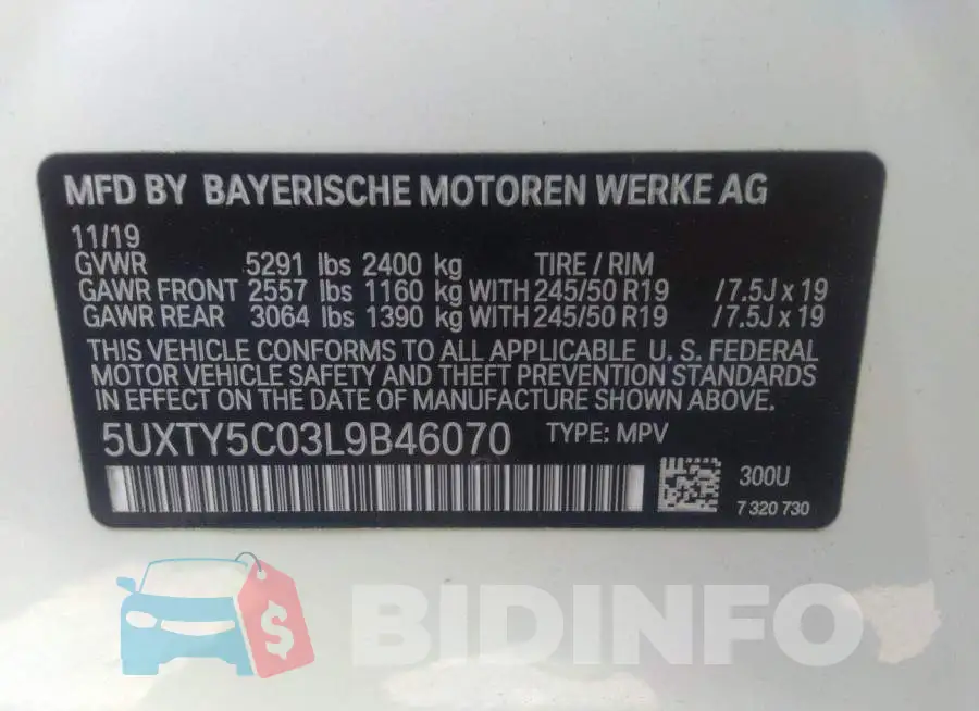 5UXTY5C03L9B46070 Photo# 9