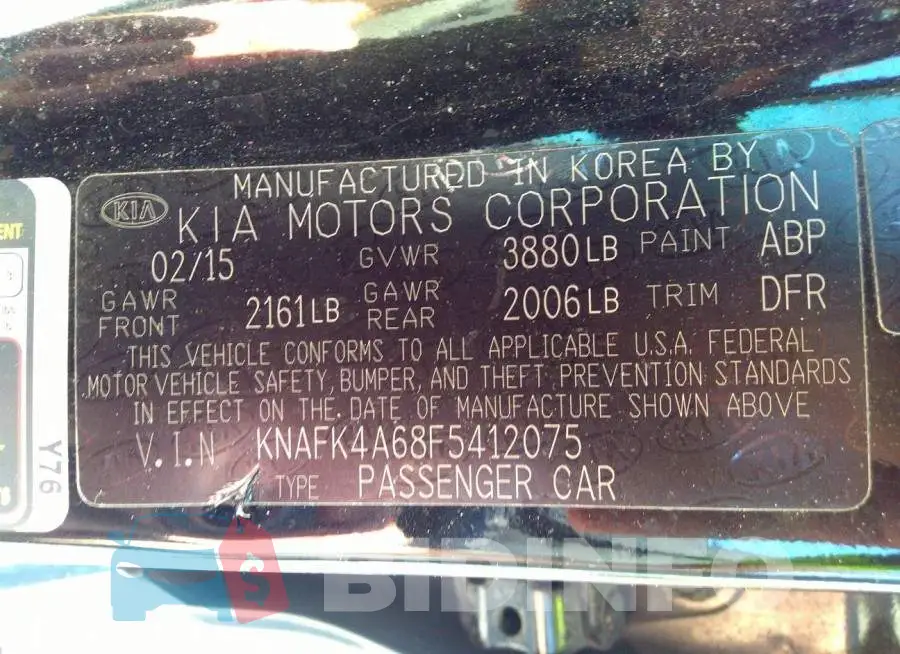 KNAFK4A68F5412075 Photo# 9
