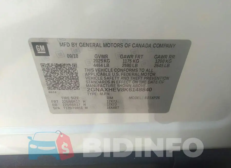2GNAXHEV8K6148840 Photo# 9