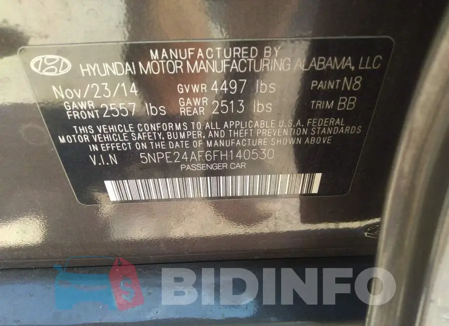 5NPE24AF6FH140530 Photo# 9