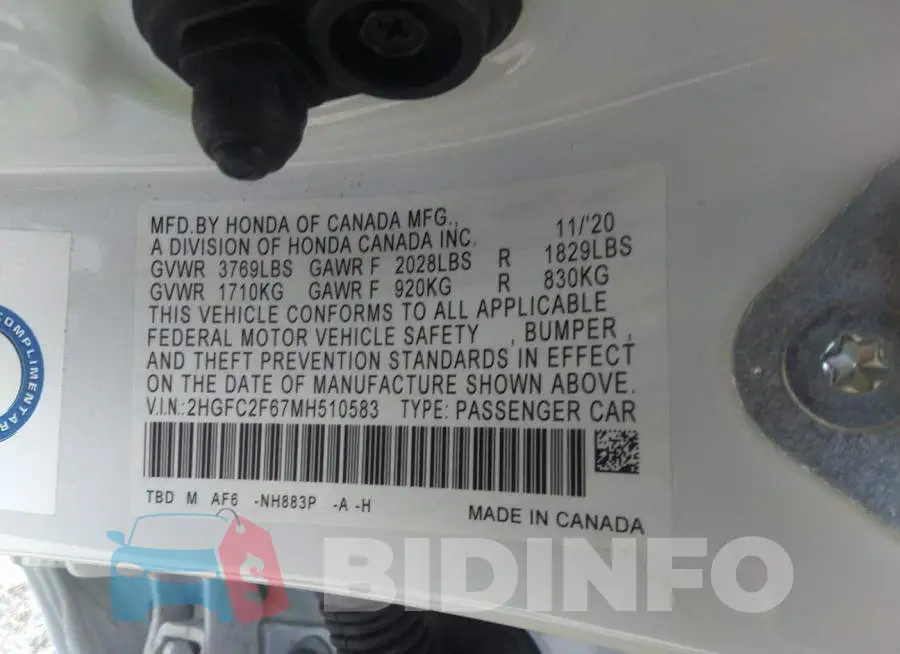 2HGFC2F67MH510583 Photo# 9