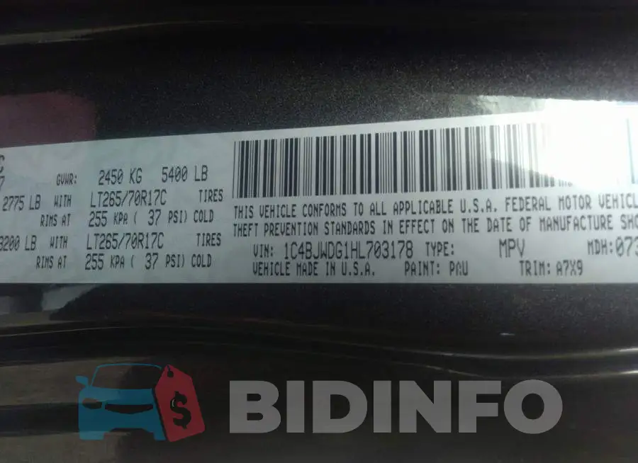 1C4BJWDG1HL703178 Photo# 9