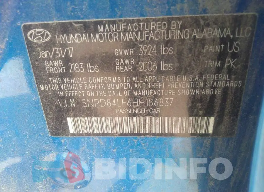 5NPD84LF6HH186837 Photo# 9