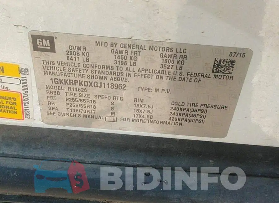 1GKKRPKDXGJ118962 Photo# 9