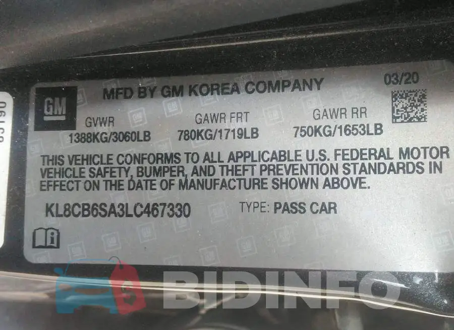 KL8CB6SA3LC467330 Photo# 9