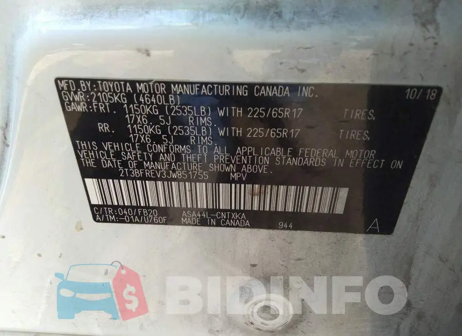 2T3BFREV3JW851755 Photo# 9