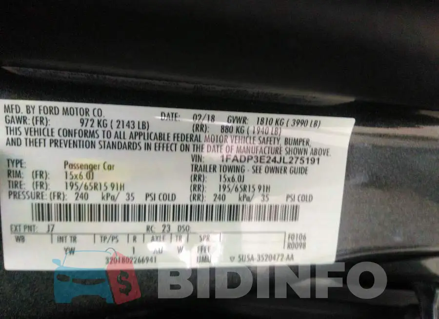 1FADP3E24JL275191 Photo# 9