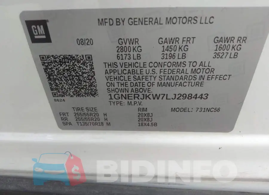 1GNERJKW7LJ298443 Photo# 9